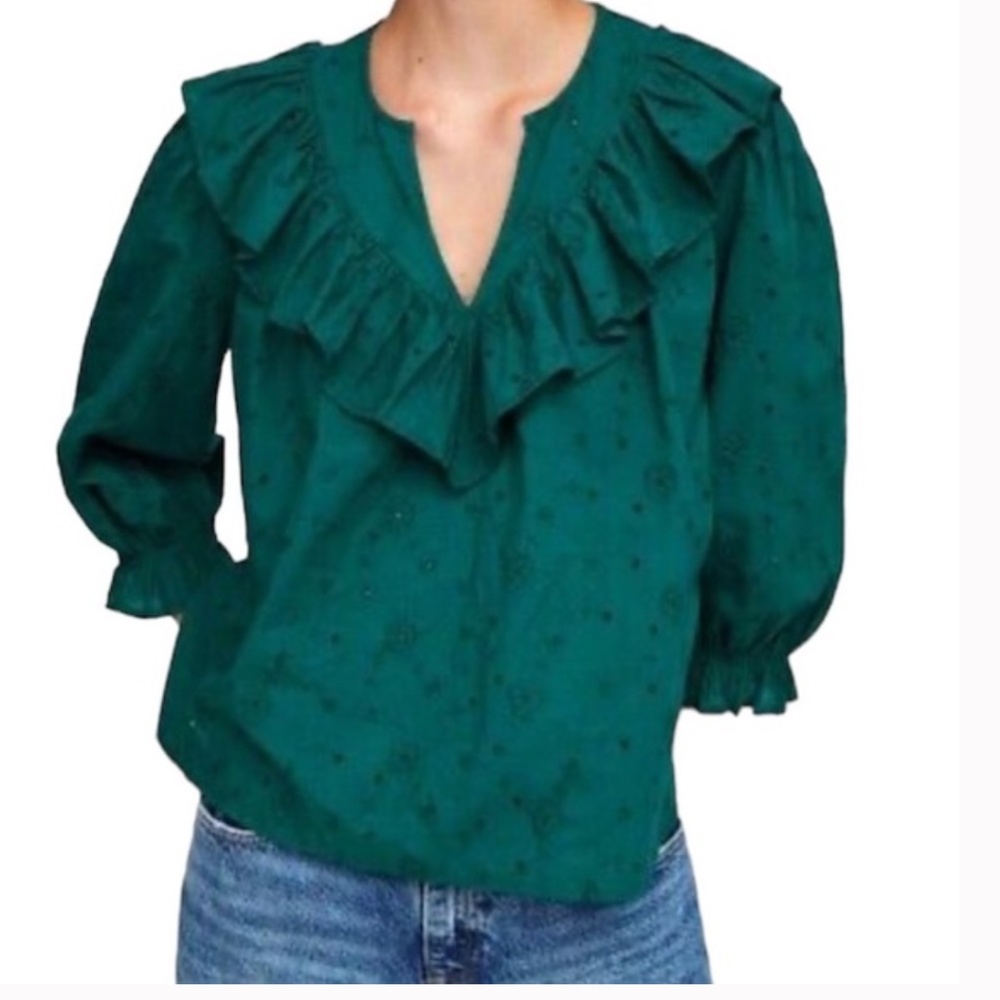 ZARA Eyelet Ruffle Top
